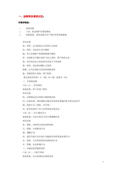 “口诀和谐音”记忆法律常识6页