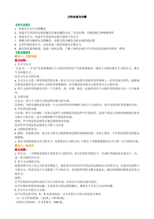 高中物理复习必修一24知识讲解 力的合成与分解 (提高)