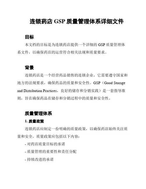 连锁药店GSP质量管理体系详细文件