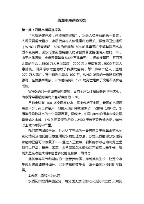 西湖水质调查报告