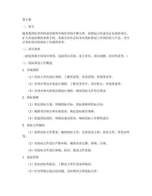 投标策划总结报告模板范文(3篇)