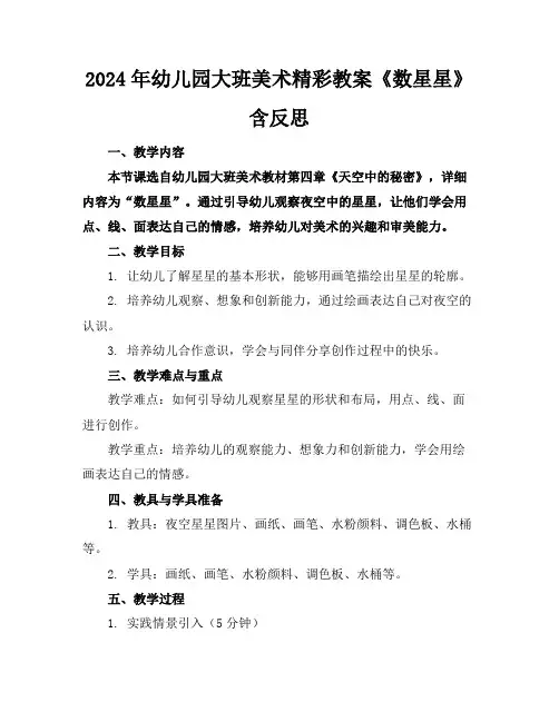 2024年幼儿园大班美术精彩教案《数星星》含反思