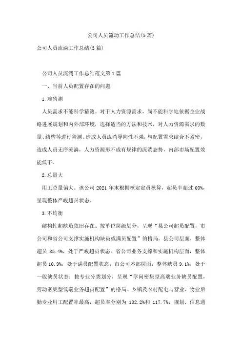 公司人员流动工作总结(5篇)
