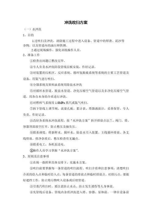 加氢吹扫冲洗方案