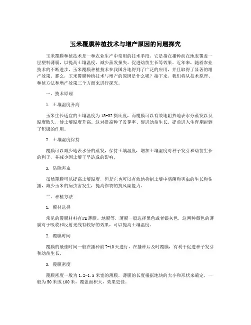 玉米覆膜种植技术与增产原因的问题探究