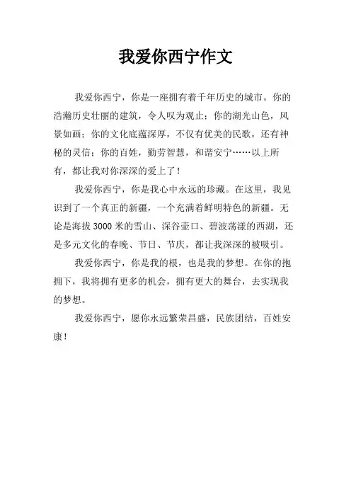 我爱你西宁作文