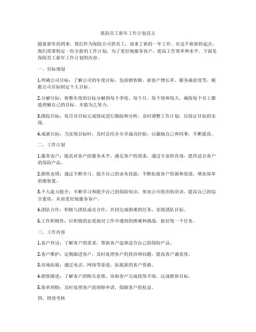 保险员工新年工作计划范文