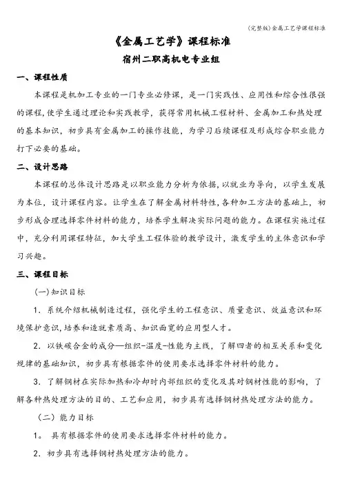 (完整版)金属工艺学课程