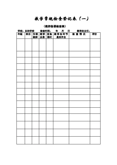 教学常规检查登记表