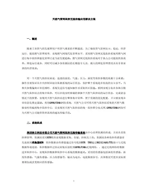 天然气管网监控无线传输应用解决方案