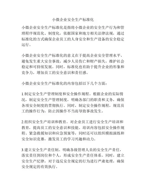 小微企业安全生产标准化