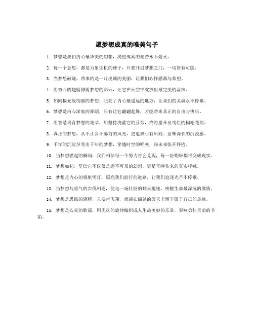 愿梦想成真的唯美句子
