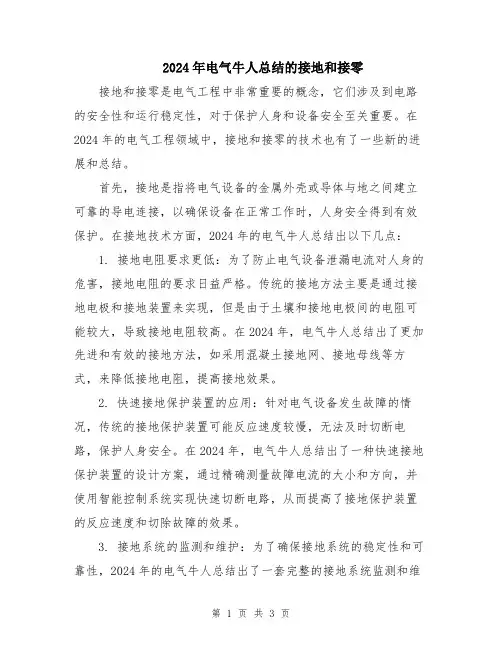 2024年电气牛人总结的接地和接零