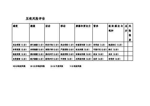 压疮风险评估表