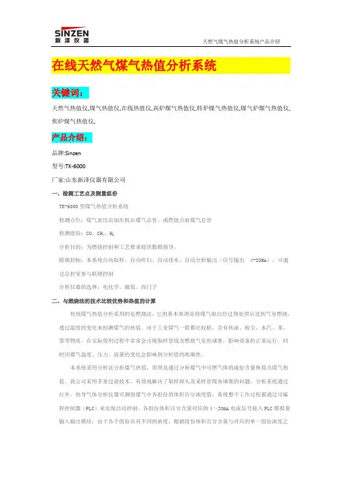 在线天然气煤气热值分析系统
