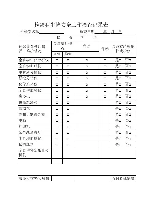 实验室生物安全工作检查记    录表111