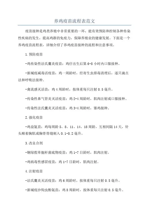 养鸡疫苗流程表范文