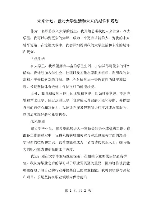 未来计划：我对大学生活和未来的期许和规划