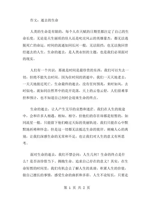 作文逝去的生命范文