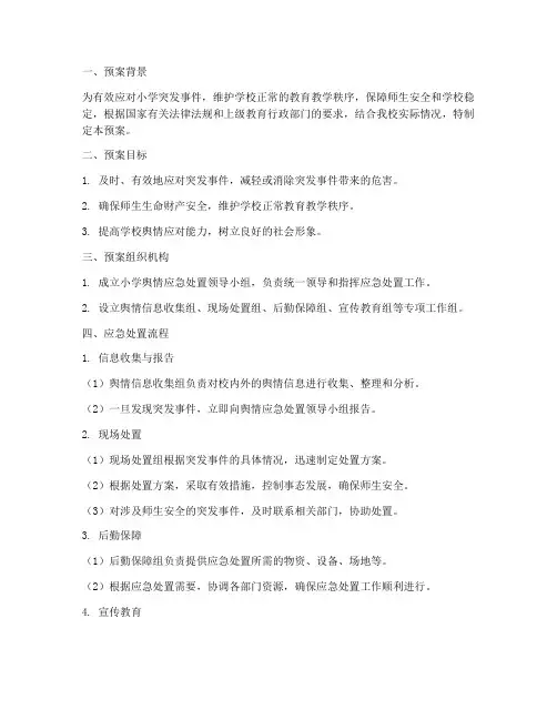 小学舆情应急处置预案