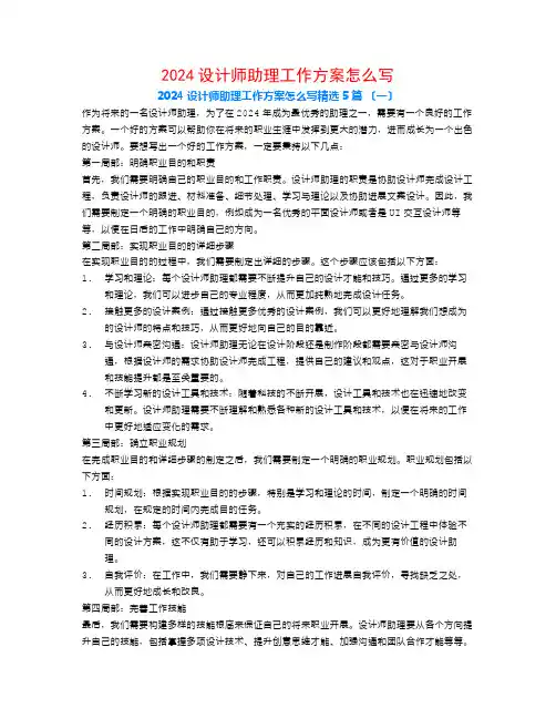 2024设计师助理工作计划怎么写5篇
