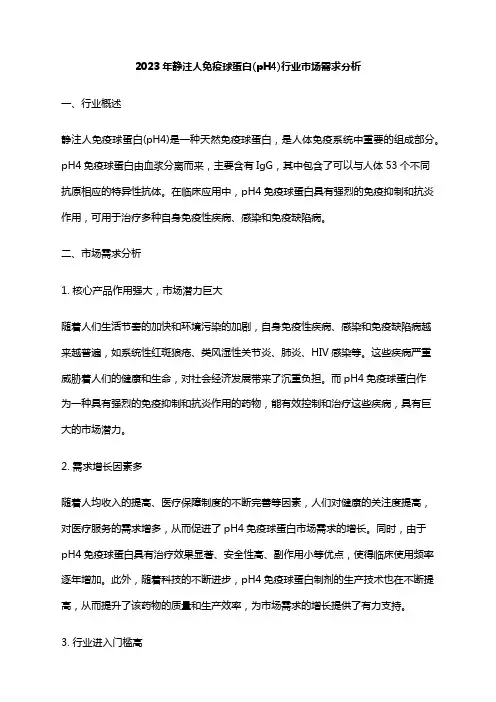 2023年静注人免疫球蛋白(pH4)行业市场需求分析