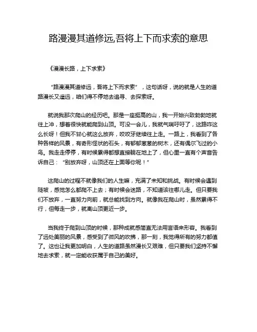路漫漫其道修远,吾将上下而求索的意思