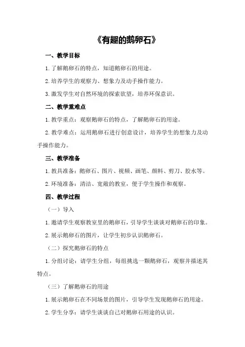 大班科学公开课教案《有趣的鹅卵石》