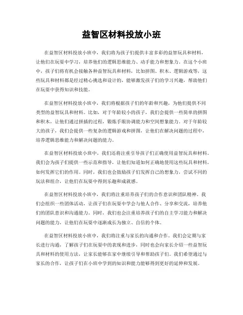 益智区材料投放小班