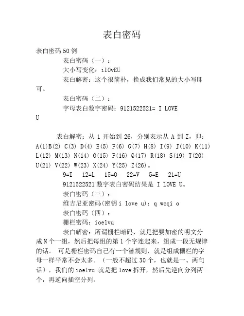 表白密码