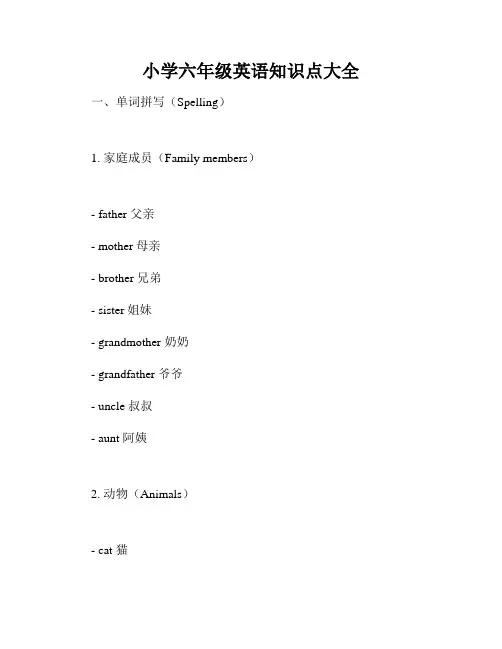 小学六年级英语知识点大全