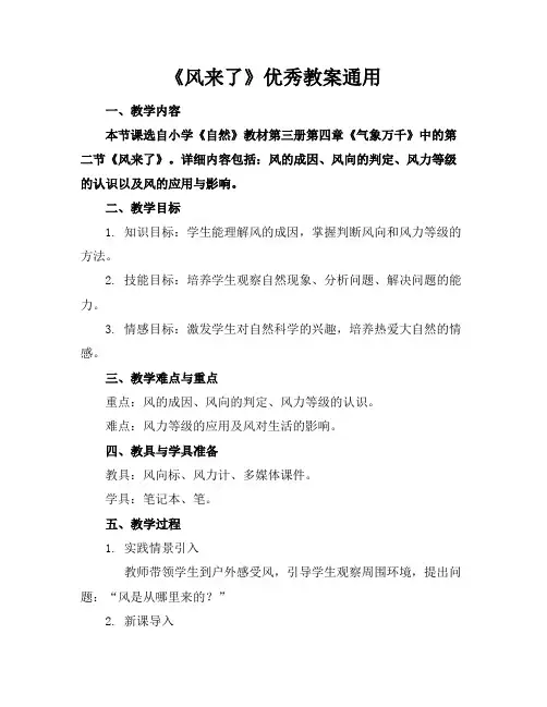 《风来了》优秀教案通用