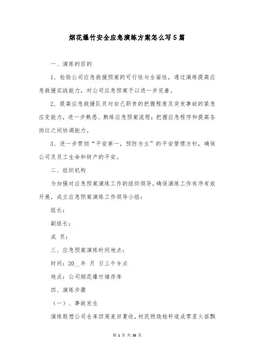烟花爆竹安全应急演练方案怎么写5篇