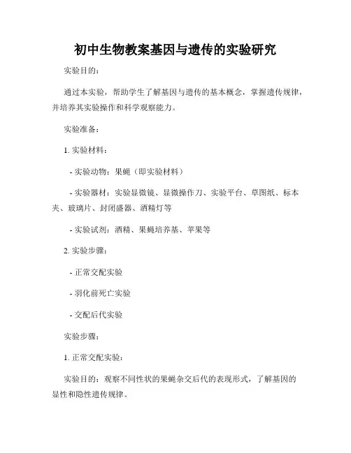 初中生物教案基因与遗传的实验研究