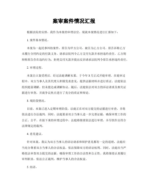 案审案件情况汇报