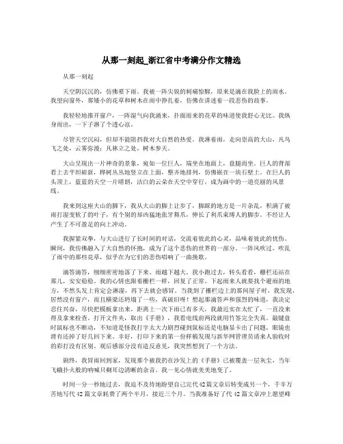 从那一刻起_浙江省中考满分作文精选