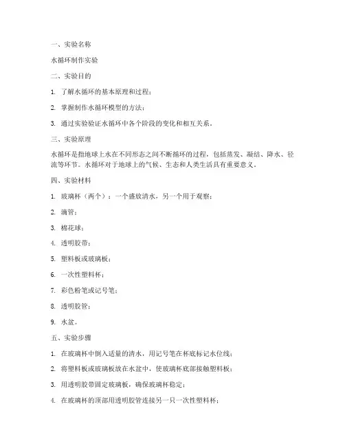 水循环制作实验报告