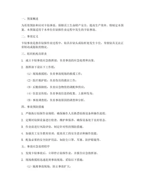 卡钻事故应急预案