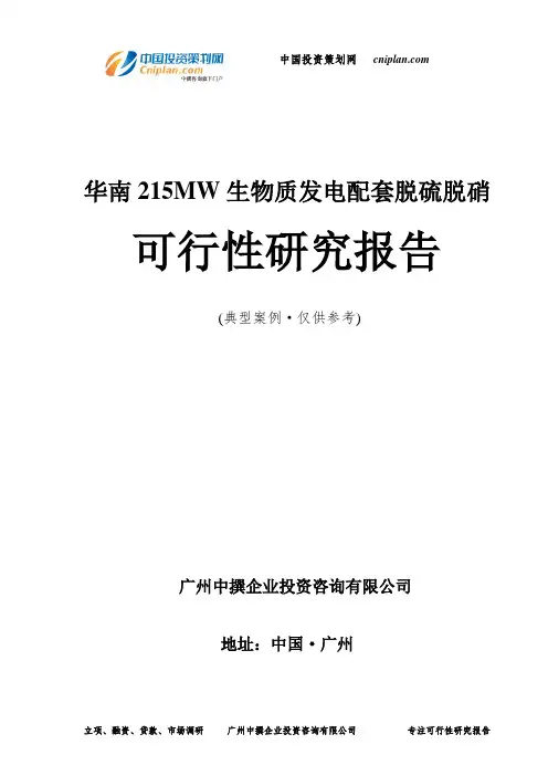 华南215MW生物质发电配套脱硫脱硝可行性研究报告-广州中撰咨询