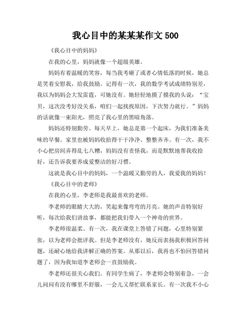 我心目中的某某某作文500