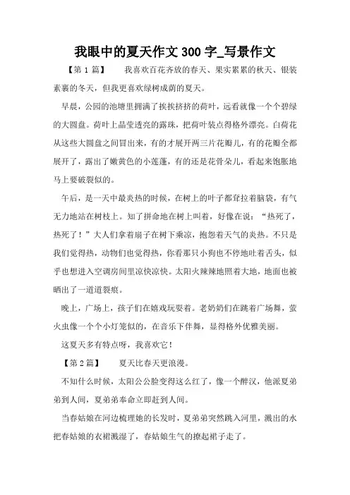 我眼中的夏天作文300字_写景作文
