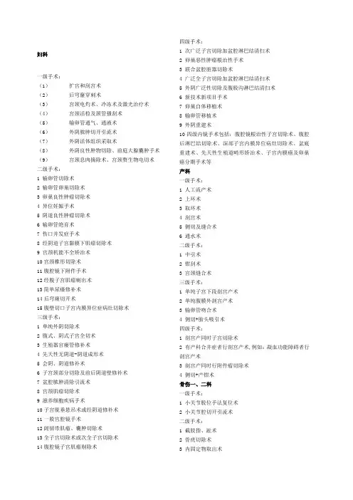 手术分级目录