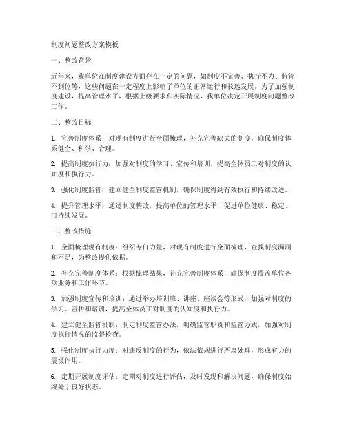 制度问题整改方案模板