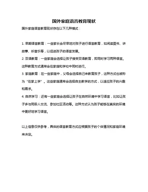 国外家庭语言教育现状