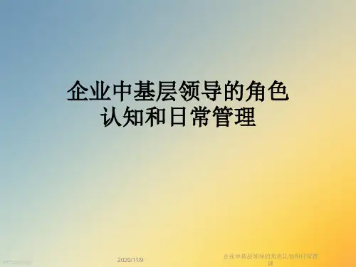 企业中基层领导的角色认知和日常管理