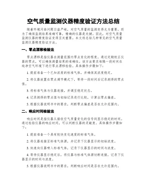 空气质量监测仪器精度验证方法总结