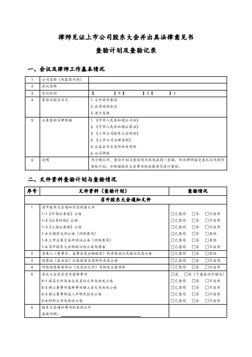 上市公司股东大会见证查验资料清单