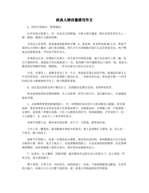 经典人物肖像描写作文