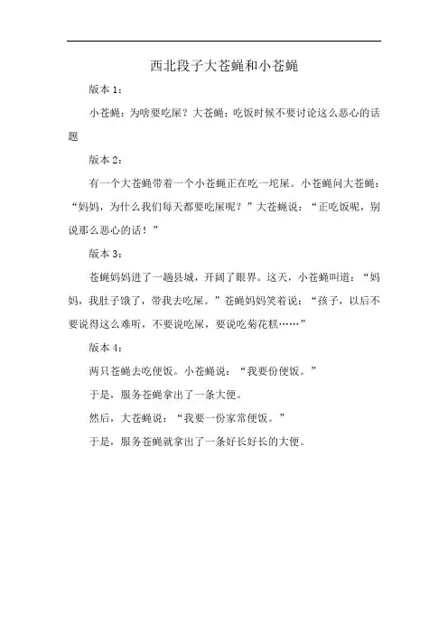 西北段子大苍蝇和小苍蝇