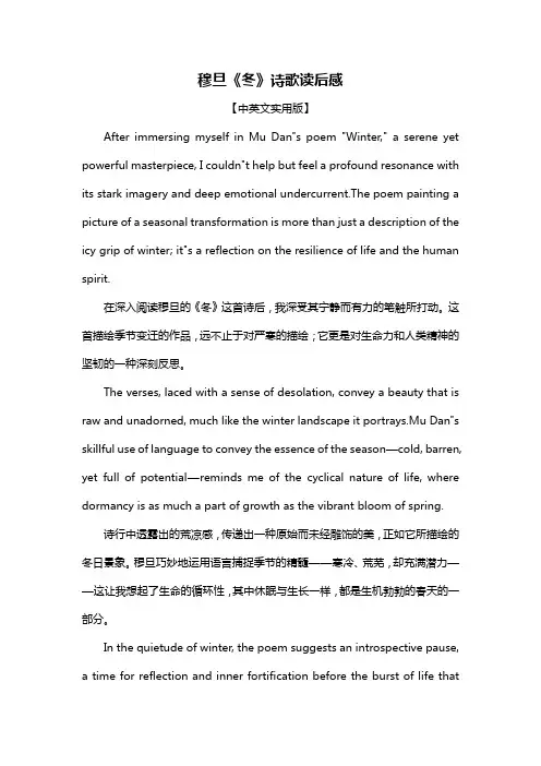 穆旦《冬》诗歌读后感
